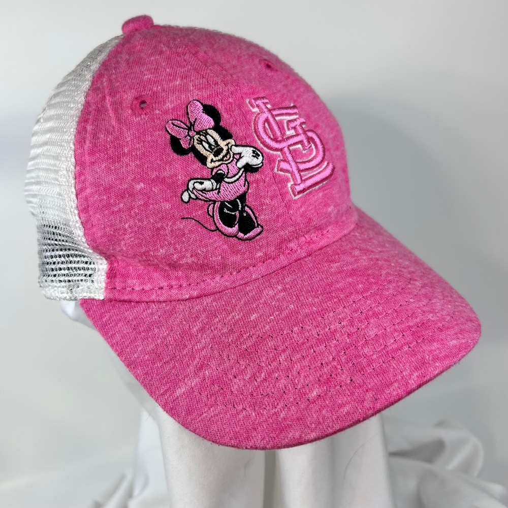 ST LOUIS CARDINALS Minnie Mouse Pink Trucker Hat MLB Disney Cotton Knit 9TWENTY